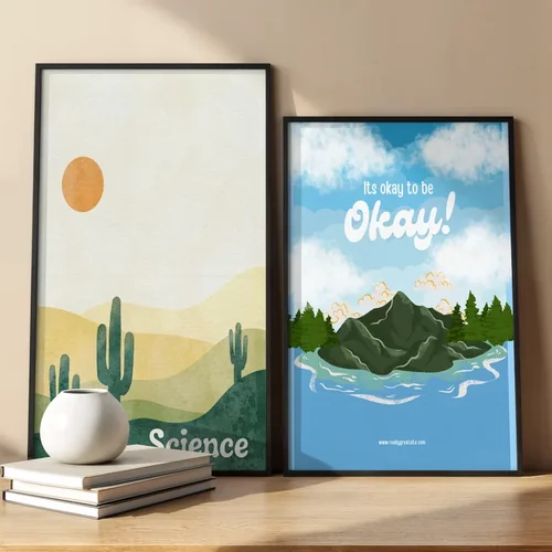 Minimalist Mockup Poster with Warm Beige Background Colors