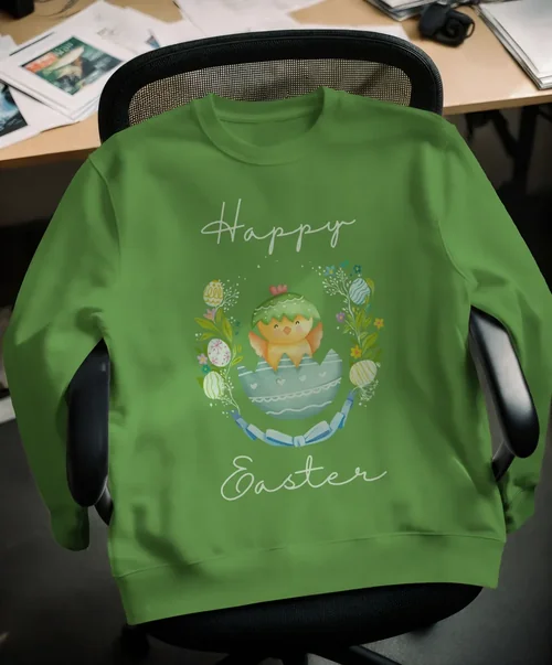 Stylish Mockup of a Cream Sweatshirt on an Office Chair