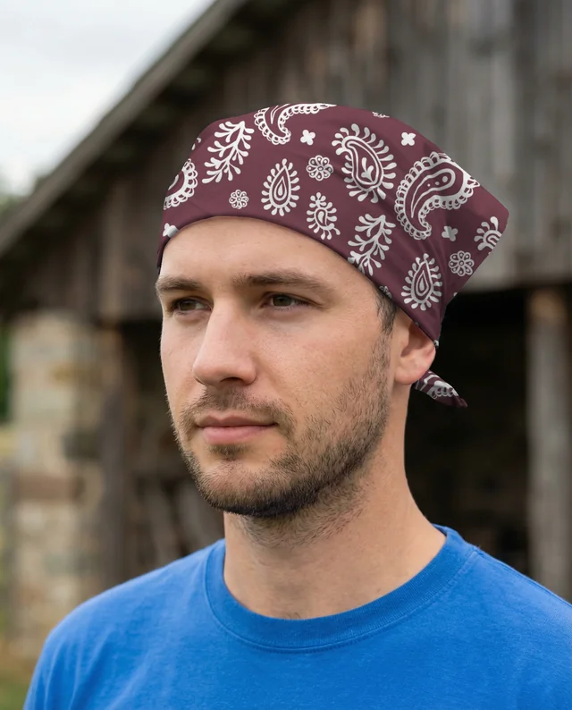 Profile Mockup of a Young Man with a White Bandana