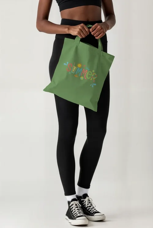 Stylish Mockup of a Tote Bag with Model