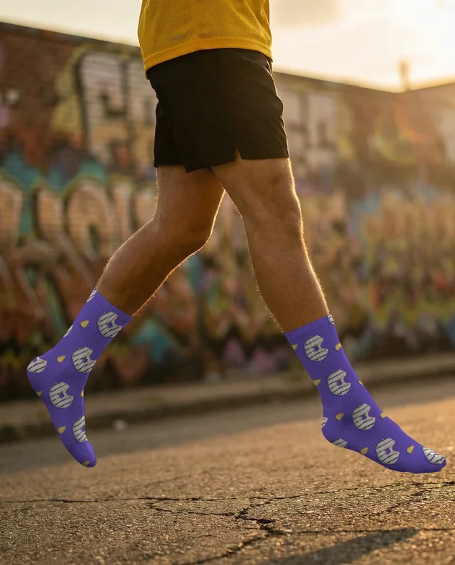 Dynamic Male Figure Mockup in Bright Socks and Jersey