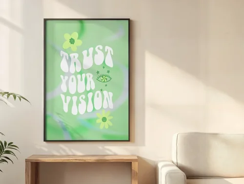 Mockup Poster with Soft Beige Background and Green Accents