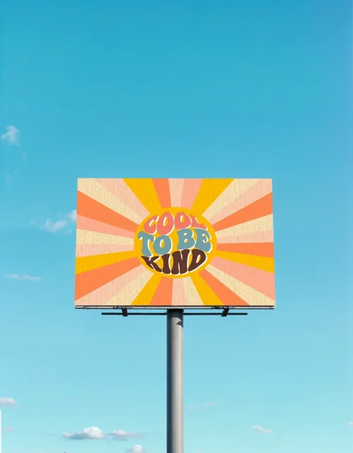 Minimalist Billboard Mockup Against Clear Blue Sky