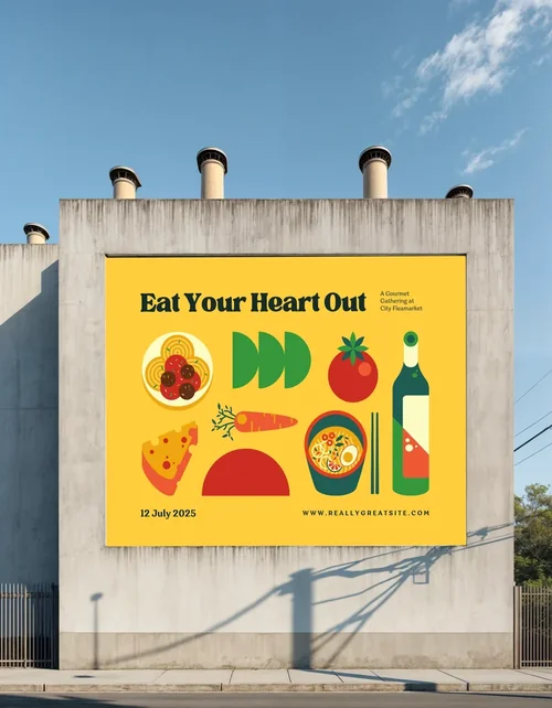 Mockup of a Billboard on a Light Gray Building Facade