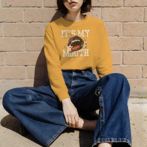 Stylish Mockup of a Young Woman in a Sweatshirt