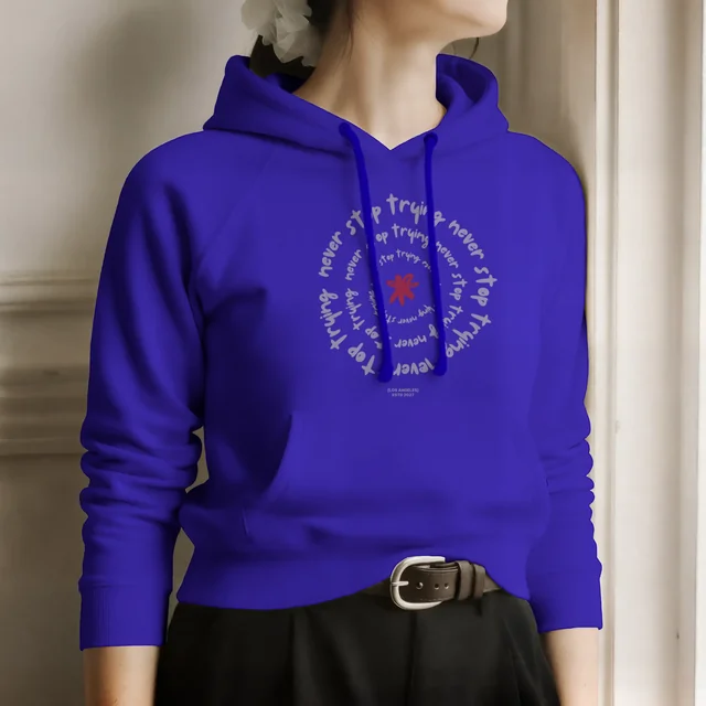 Cozy Hoodie Mockup of Young Woman in Soft Lighting