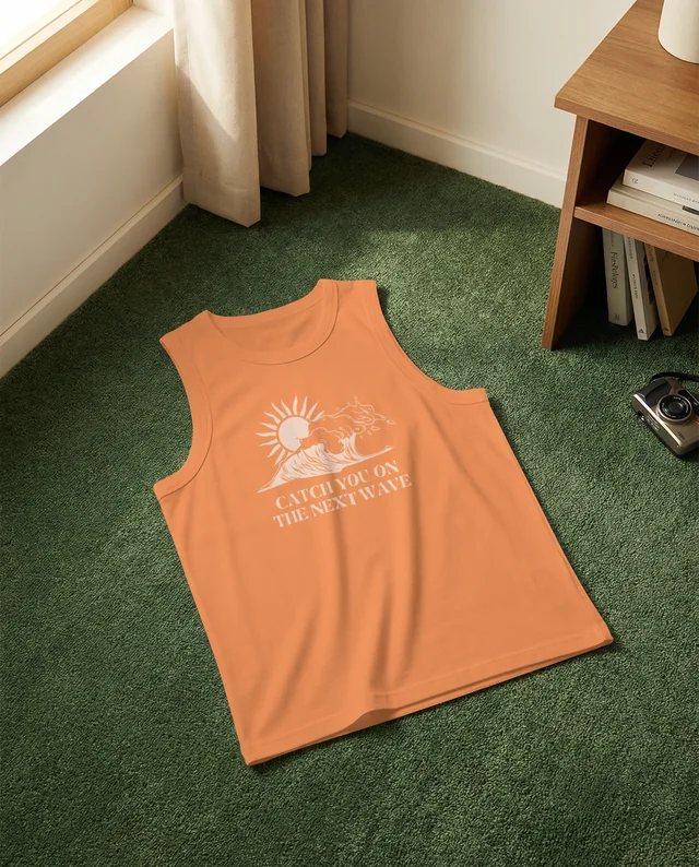 Stylish Mockup of a White Tank Top on Green Carpet