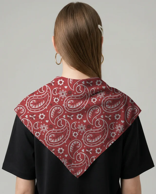 Elegant Bandana Mockup with Young Woman in Minimalist Style