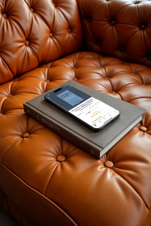 Luxury iPhone Mockup on Contemporary Leather Sofa