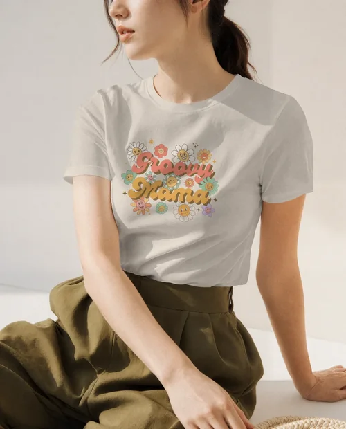 Stylish T-Shirt Mockup of a Young Woman in Natural Light