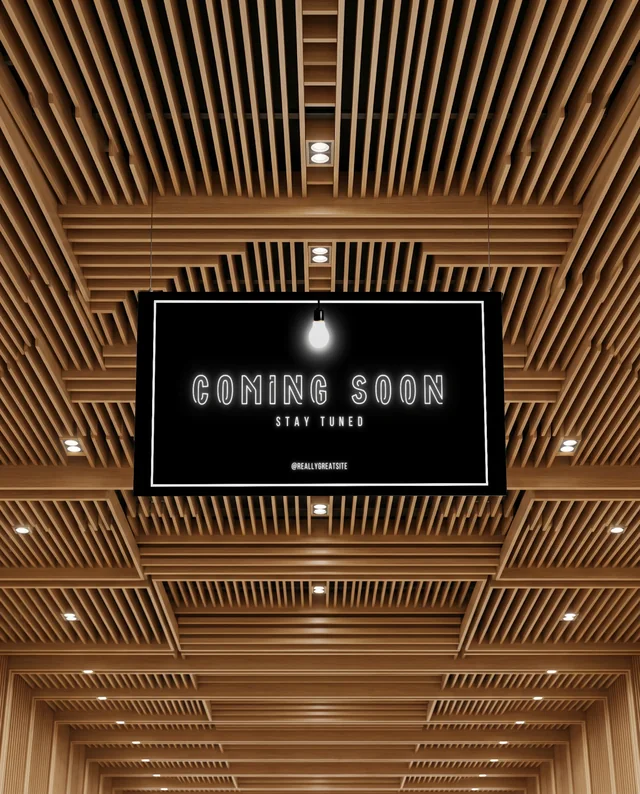 Minimalist Interior Mockup with Modern Ceiling and Banner