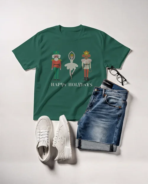 Casual T-Shirt Mockup with Denim Shorts and Sneakers