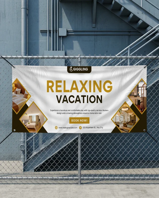 Industrial Mockup of a Banner on a Chain-Link Fence