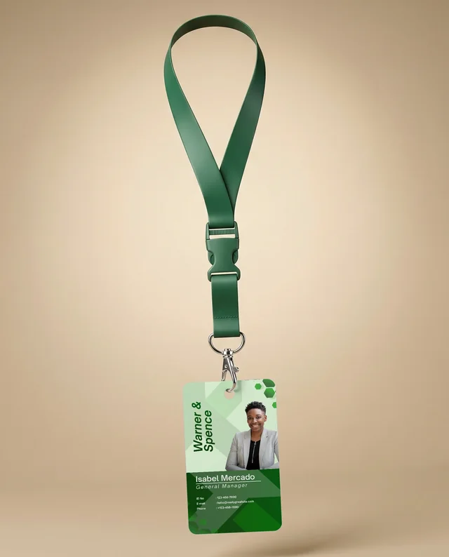 Elegant Green Lanyard Mockup with Blank ID Card Display