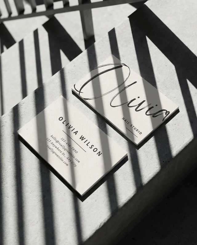 Minimalist Business Card Mockup on Concrete Surface