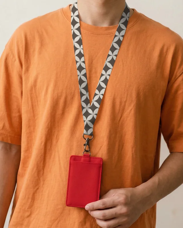 Casual Mockup of Young Man with Lanyard and ID Holder