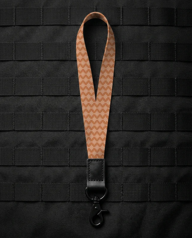 Close-Up Mockup of a Stylish White Lanyard with Clip