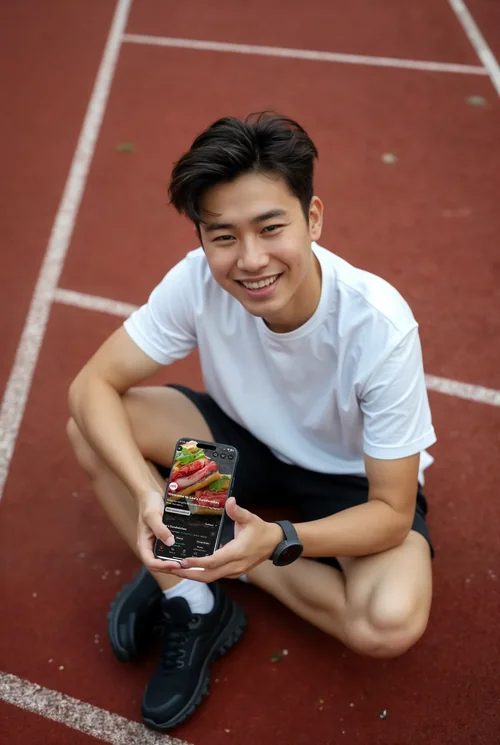 Realistic iPhone 16 Pro Max Mockup on Running Track