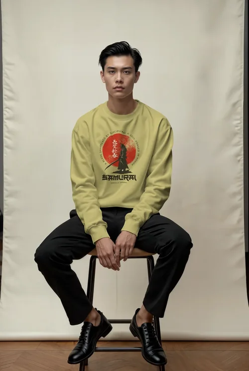 Elegant Sweatshirt Mockup of a Young Male Model