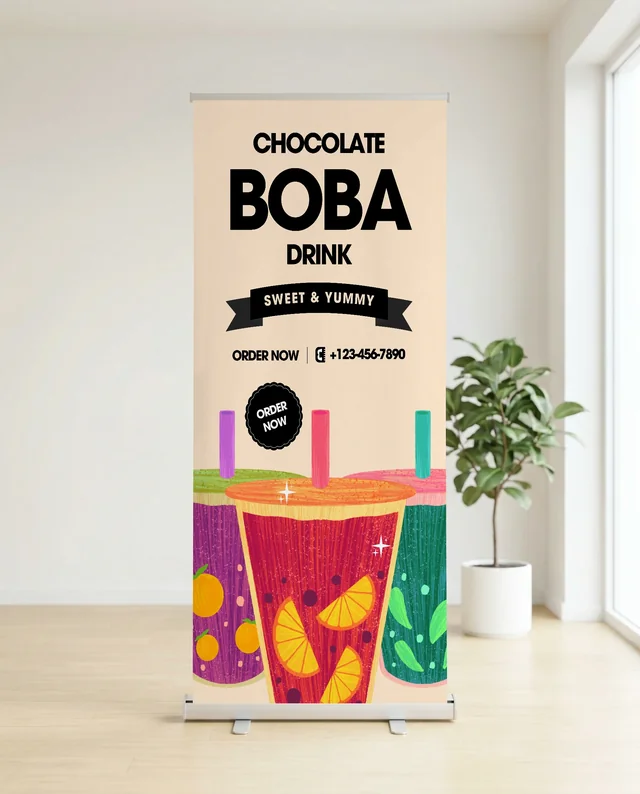 Minimalist Indoor Mockup with Banner and Green Plant