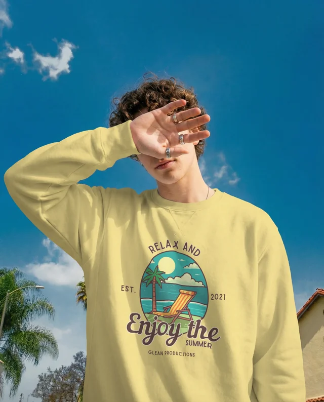Stylish Mockup of a Young Man in a Sweatshirt Outdoors