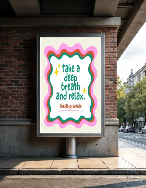 Urban Billboard Mockup: Realistic Bus Stop Advertisement