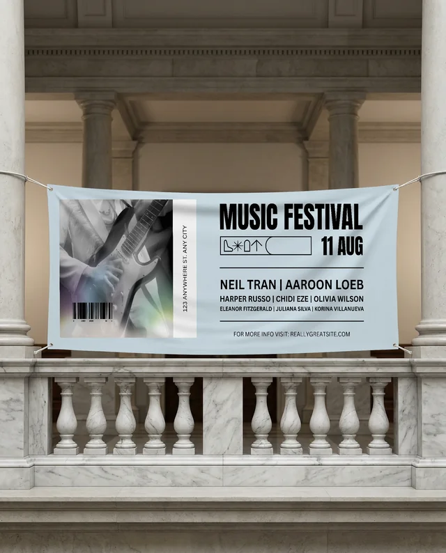 Elegant Interior Mockup with Billowing Banner Display