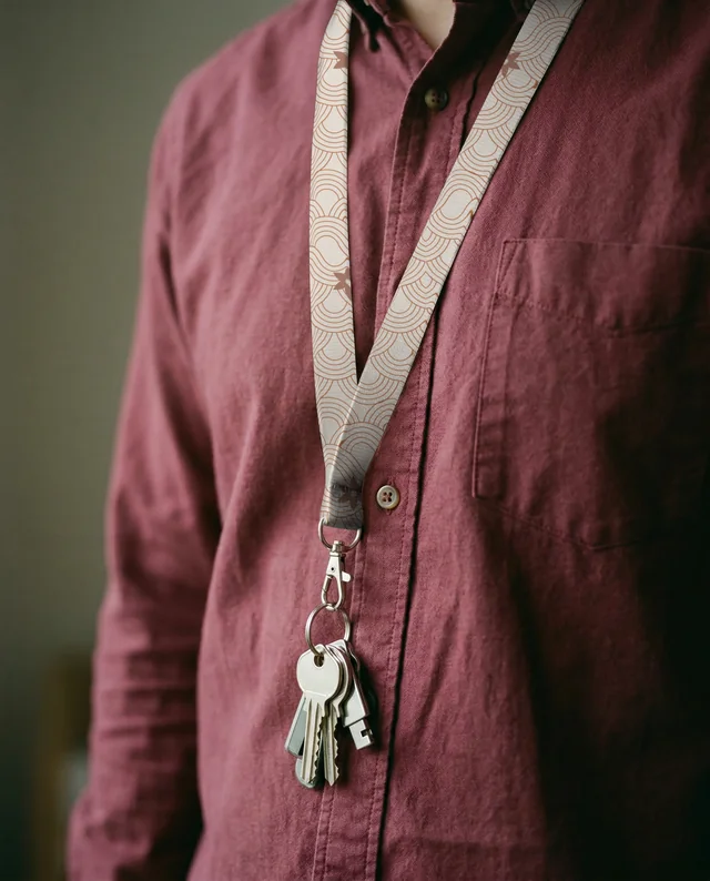 Casual Style Mockup Featuring a Lanyard and Keys