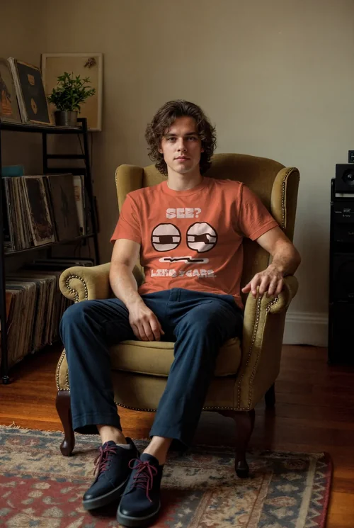 Mockup of T-Shirt in Cozy Room with Warm Colors