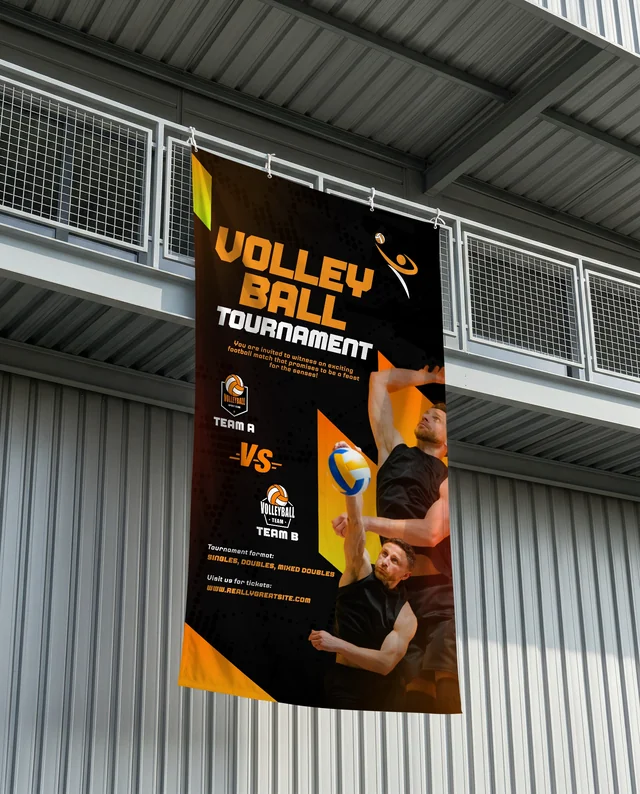 Large Blank Banner Mockup Against Industrial Architecture