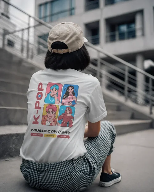 Urban Mockup of T-Shirt on Young Adult in Casual Style