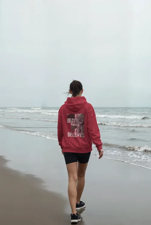 Serene Beach Mockup with Cozy Hoodie and Soft Colors