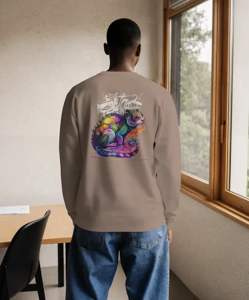 Mockup of a Young Man in a Sweatshirt in Minimal Room