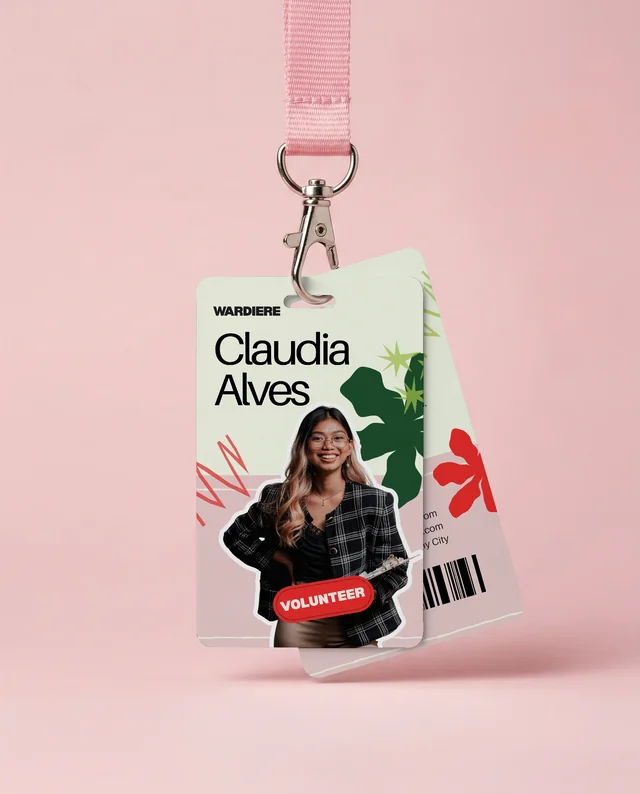 Elegant Blank ID Card Mockup with Pink Lanyard Display