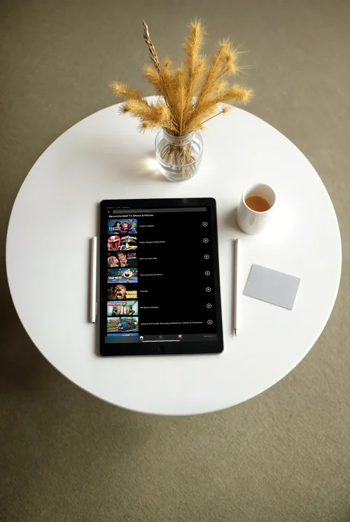 Mockup of iPad Pro on a Round Table with Minimalist Style