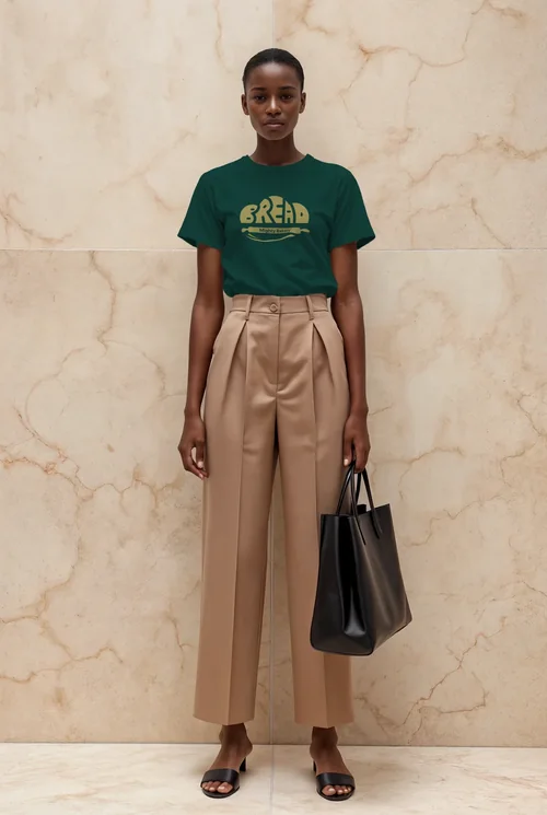 Bold T-Shirt Mockup on Model Against Marble Wall