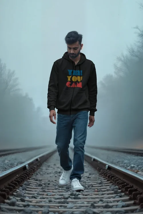 Foggy Background with Muted Colors Hoodie Mockup