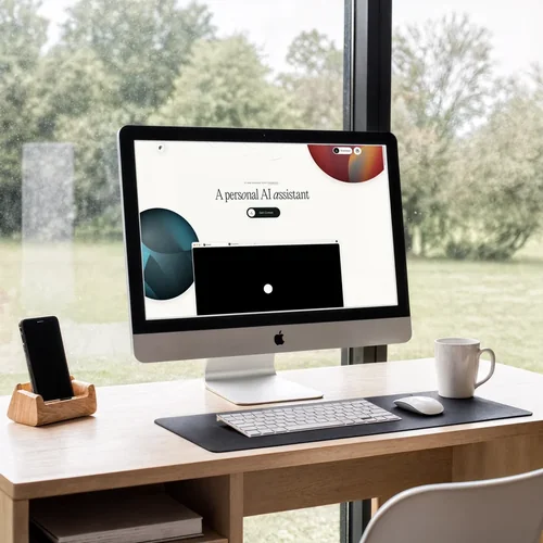 Modern iMac Mockup in a Serene Home Office Scene