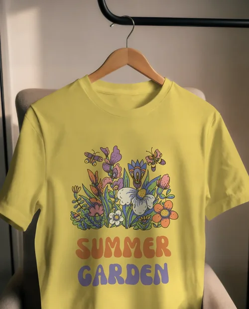 Elegant T-Shirt Mockup on Wooden Hanger