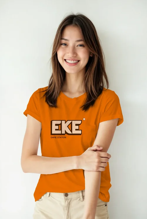 Free T-Shirt Mockup of a Confident Asian Woman