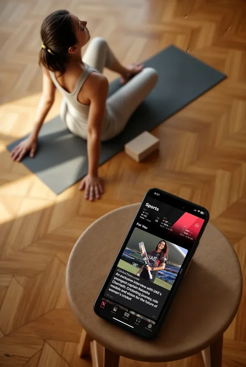 Yoga Mockup on iPhone 16 Pro Max: Peaceful Practice