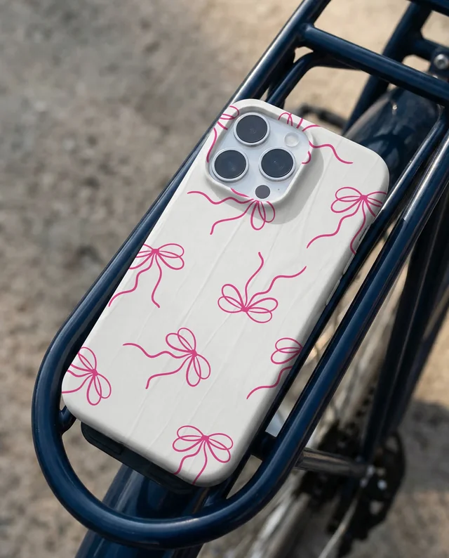 Sleek Phone Cover Mockup on Bicycle Rack in Urban Setting