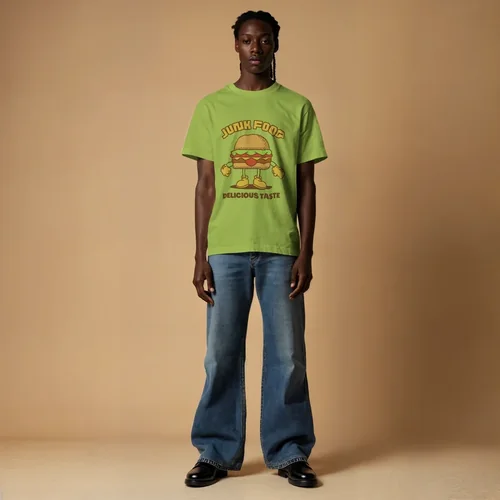 Mockup of T-Shirt Against Soft Beige Background and Colors