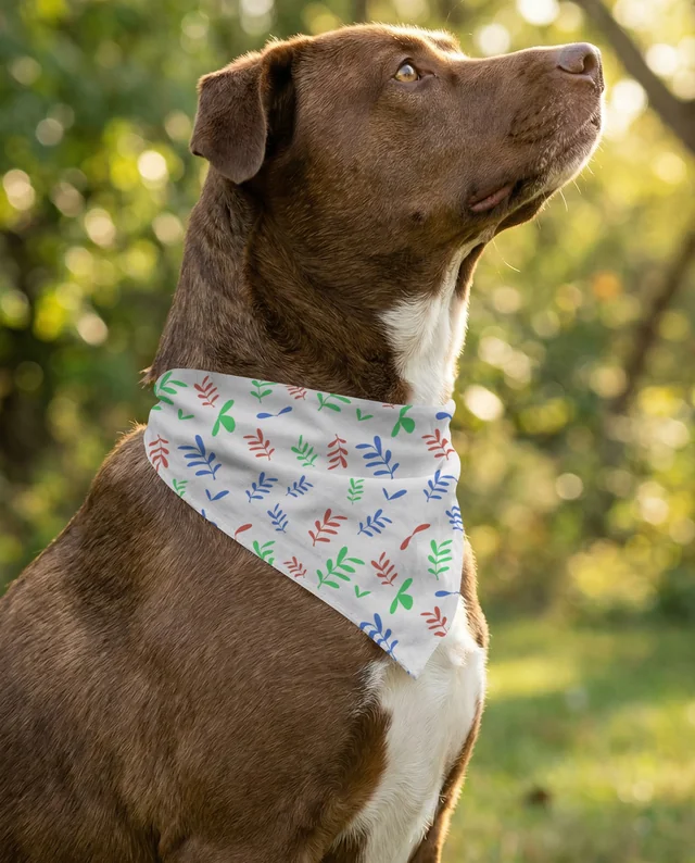 Charming Dog Mockup in White Bandana in Nature Setting