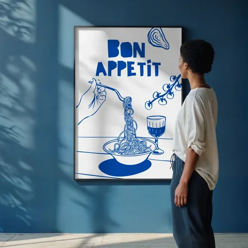 Modern Mockup Poster with Deep Blue Background and Colors