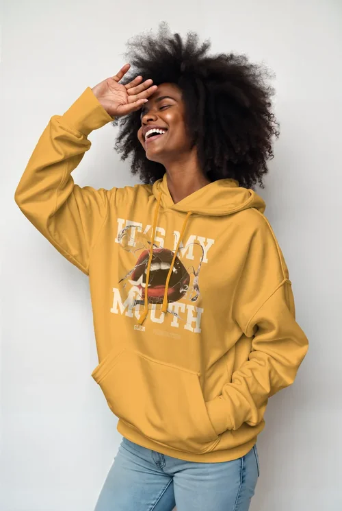 Joyful Hoodie Mockup with Light Background and Soft Colors
