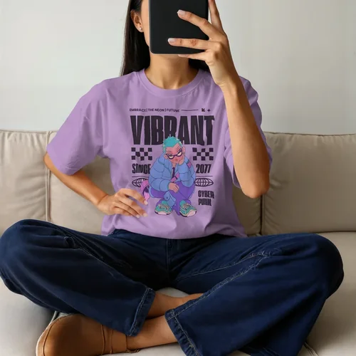 Mockup of T-Shirt with Soft Background and Colors