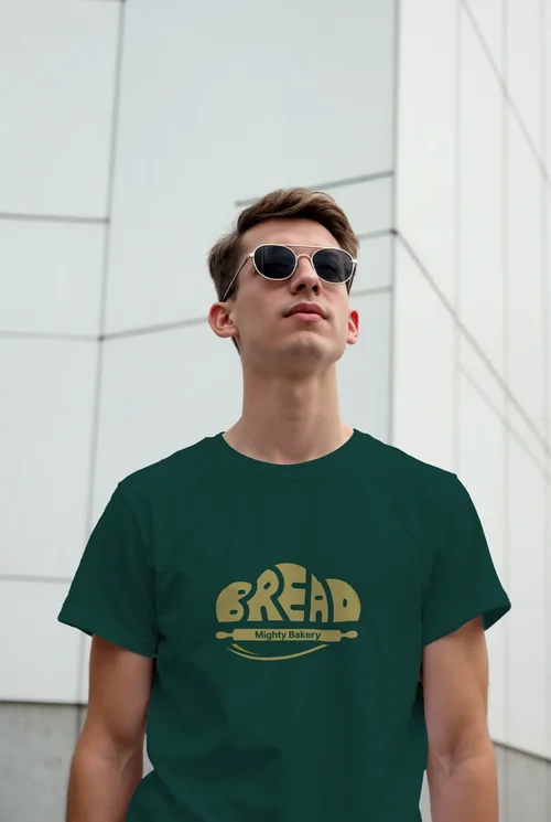 Minimalist T-Shirt Mockup of Young Man in Outdoor Setting