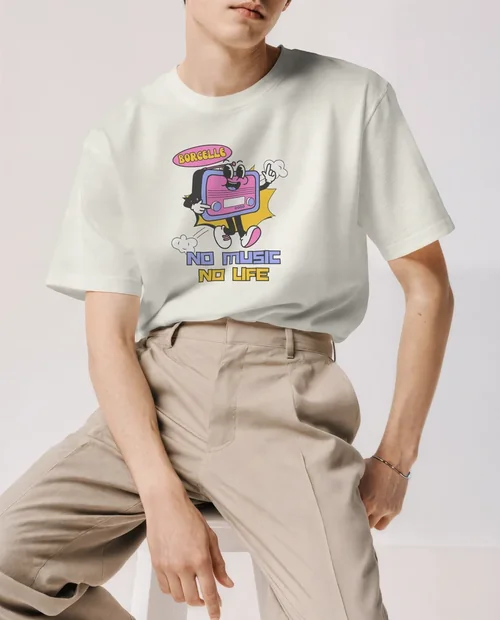 Modern T-Shirt Mockup Featuring Casual Male Model