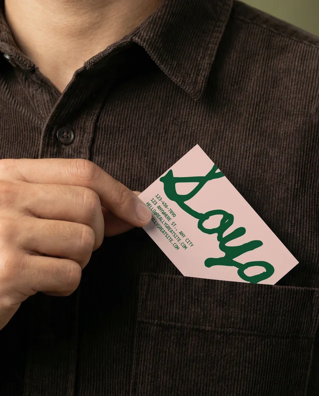 Elegant Mockup of a Business Card in a Corduroy Pocket